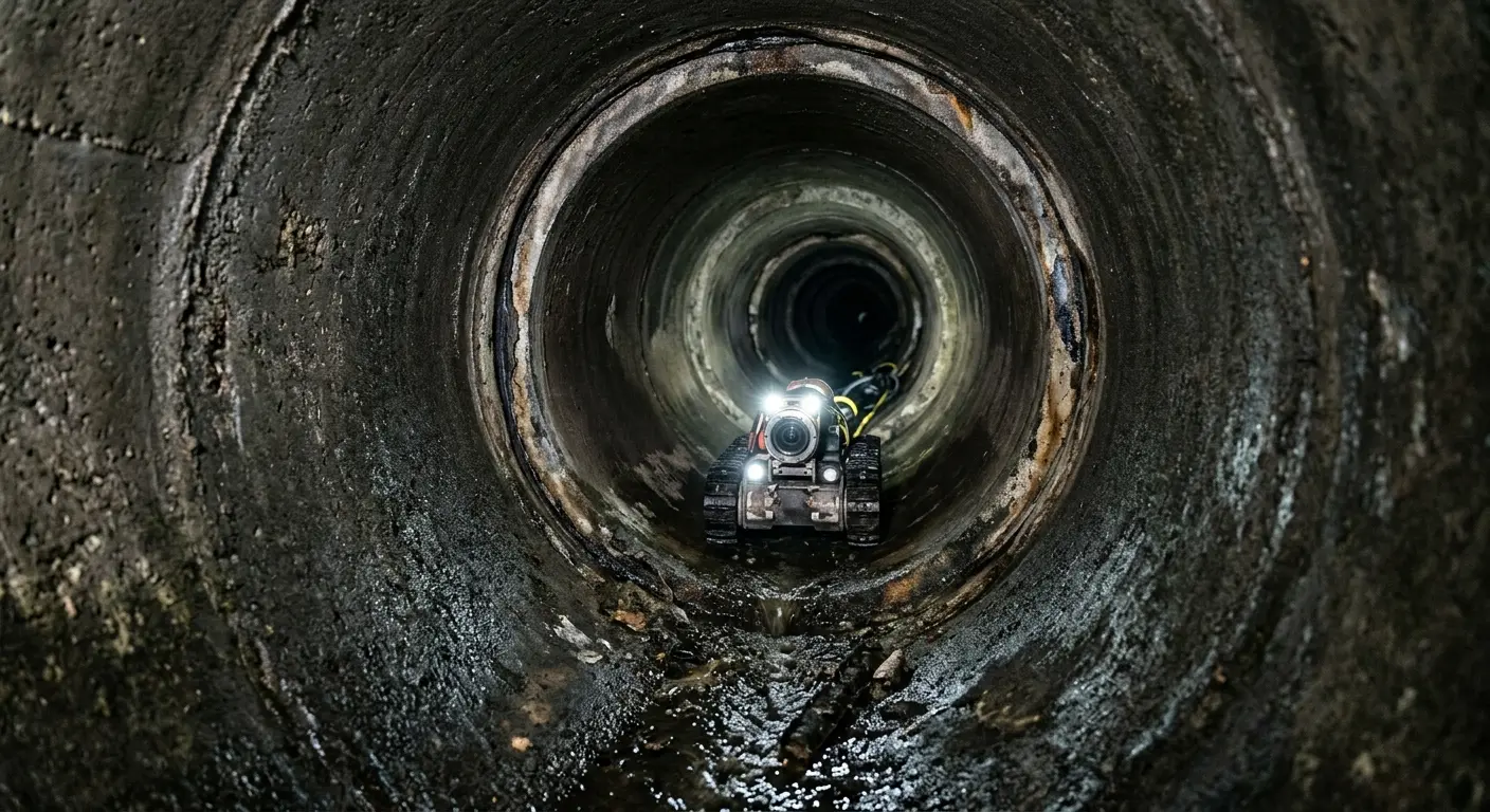Robotic sewer camera inspecting pipe interior for Drain Snake Service in Union City